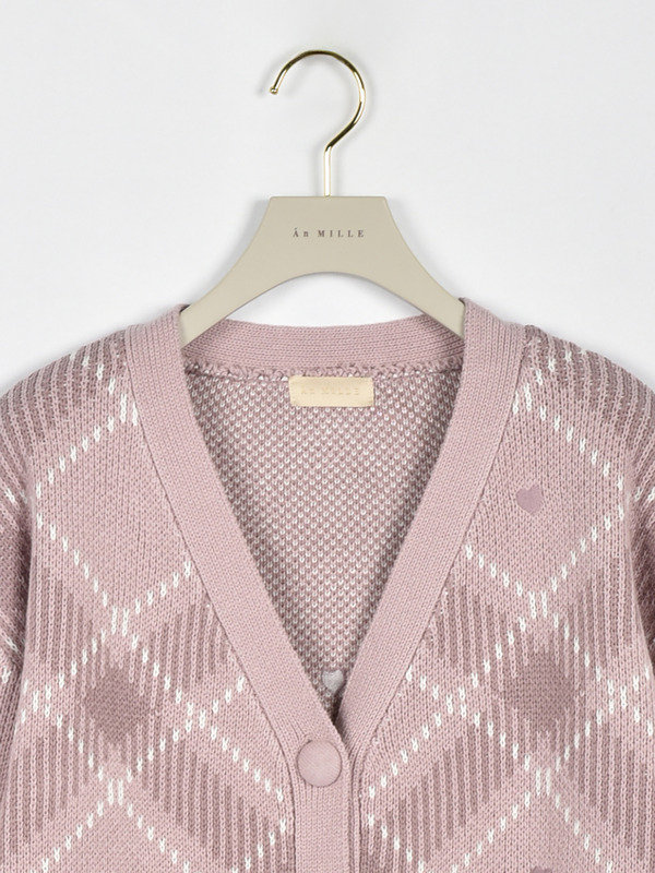 ハートチェックニットカーデ 詳細画像 チャコール 16