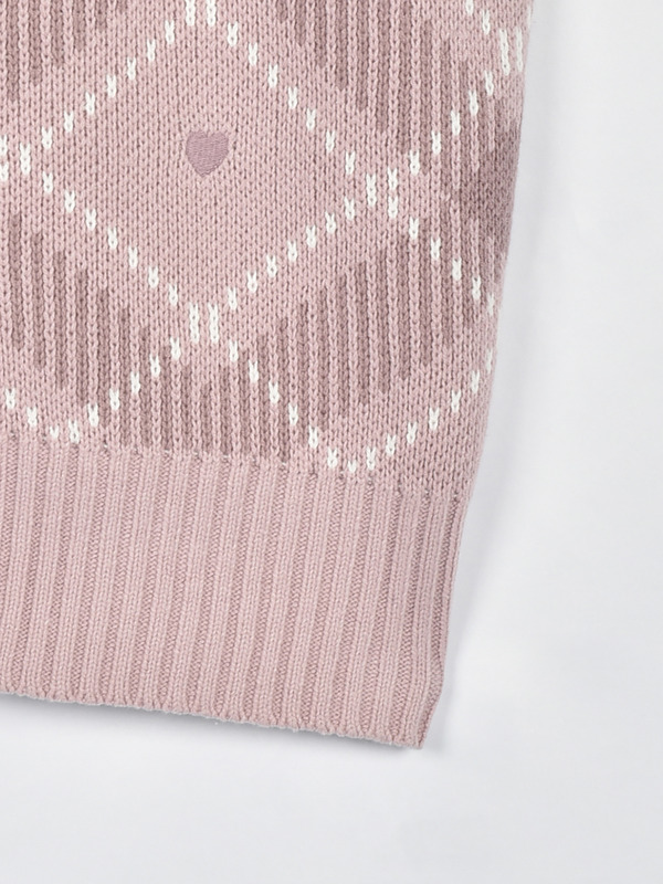 ハートチェックニットカーデ 詳細画像 チャコール 16