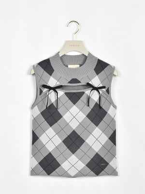 アーガイルカットリボンニット