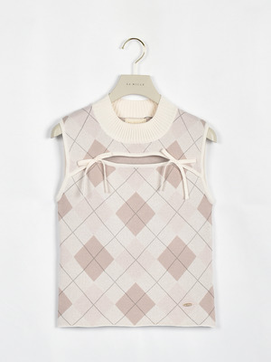 アーガイルカットリボンニット