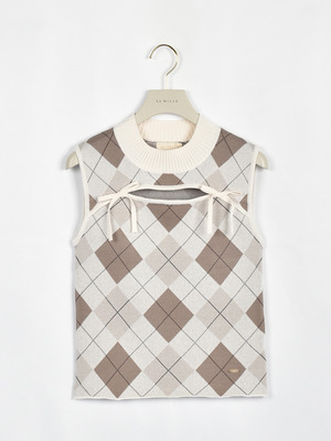 アーガイルカットリボンニット