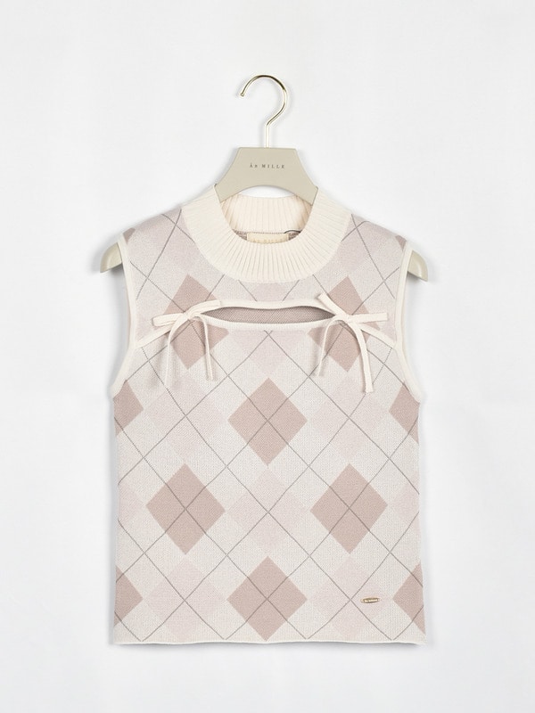 アーガイルカットリボンニット 詳細画像 ピンク 1