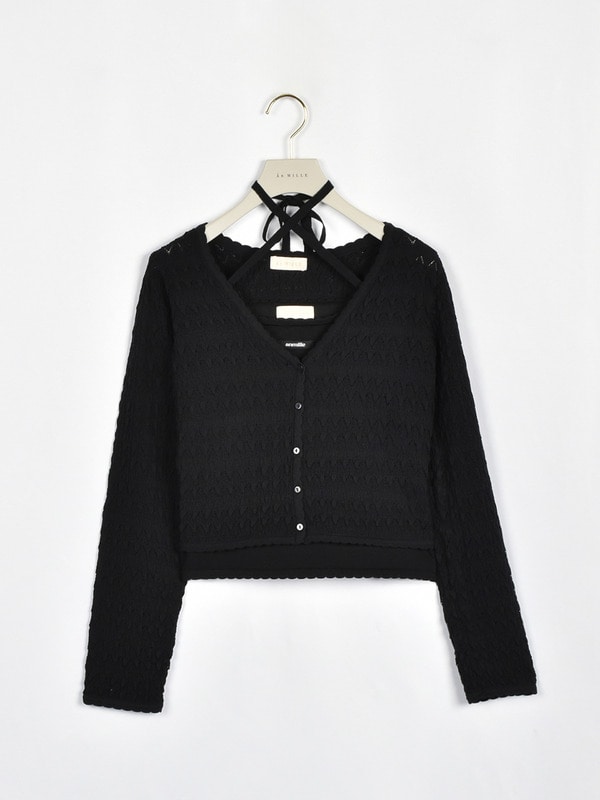 クロスキャミカーデセット 詳細画像 ブラック 1