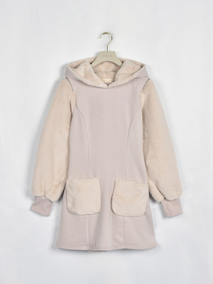 ファーデザインカットソーワンピース