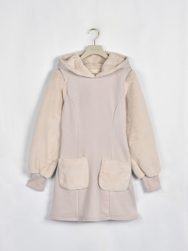 ファーデザインカットソーワンピース 詳細画像 ピンク 1