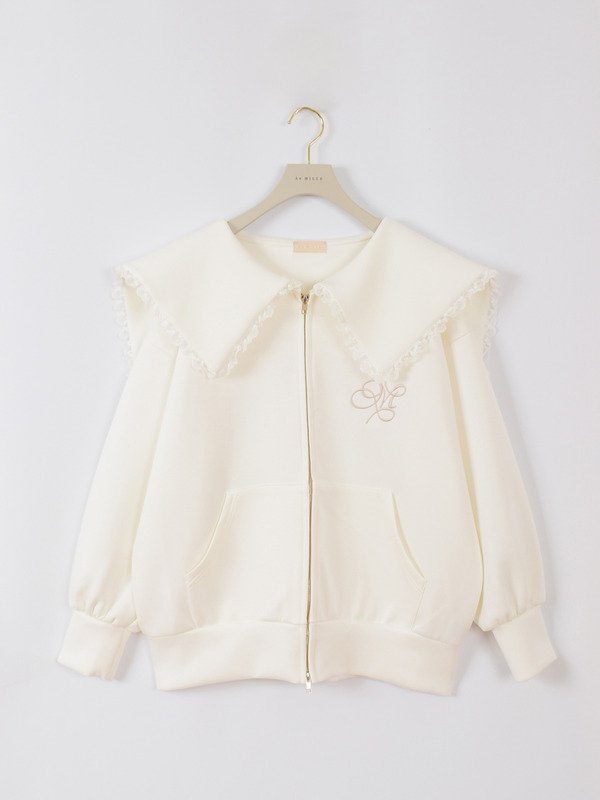 大襟レーススウェット 詳細画像 ホワイト 1