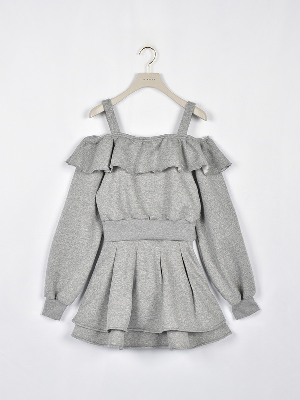 フリルオフショルセットアップ 詳細画像 グレイ 1