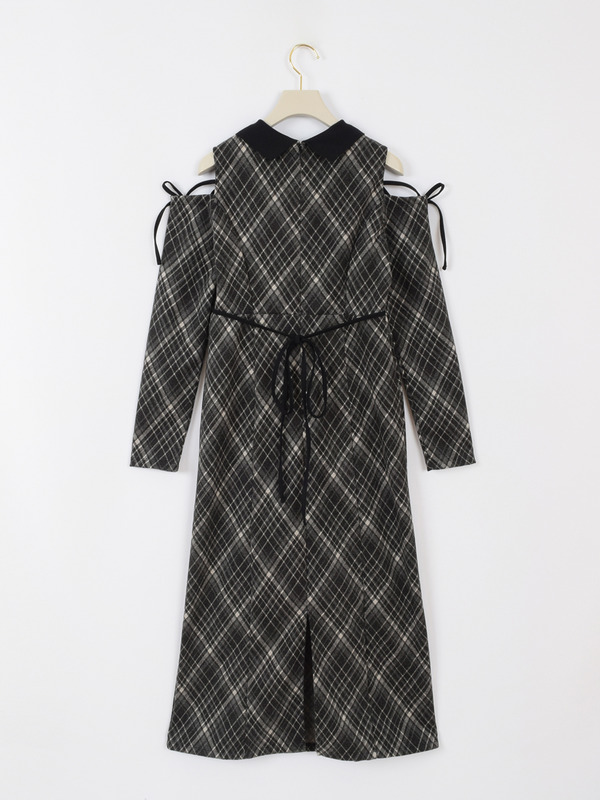 ショルダーカットチェックワンピース 詳細画像 オフホワイト 16