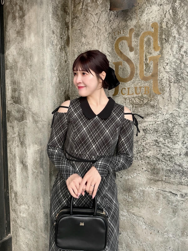 ショルダーカットチェックワンピース 詳細画像 オフホワイト 16