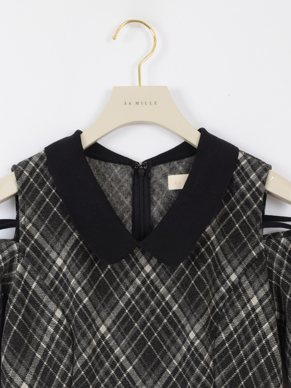 ショルダーカットチェックワンピース 詳細画像 オフホワイト 16