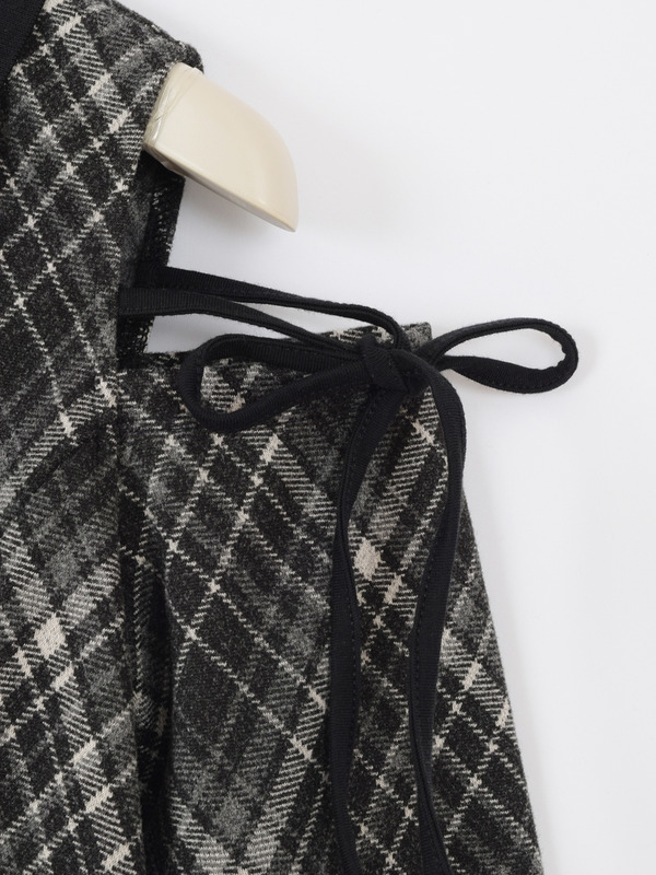 ショルダーカットチェックワンピース 詳細画像 オフホワイト 16