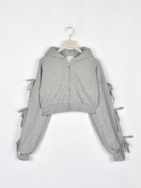 ビジューリボンパーカー 詳細画像 グレイ 1