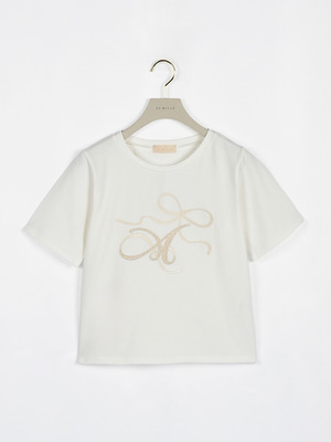 リボンロゴ刺繍Tシャツ