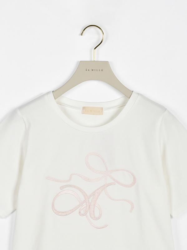 リボンロゴ刺繍Tシャツ 詳細画像 ブラック 16