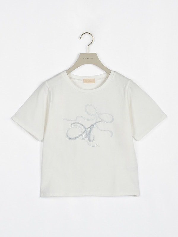 リボンロゴ刺繍Tシャツ 詳細画像 ブラック 16