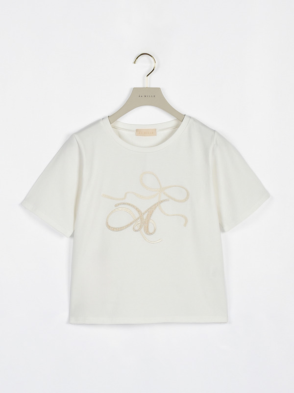 リボンロゴ刺繍Tシャツ 詳細画像 イエロー 1