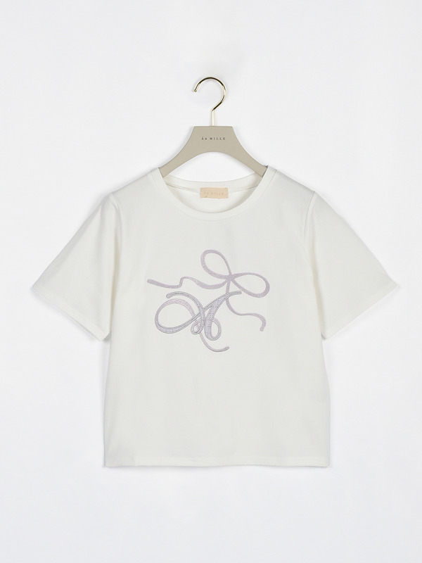 リボンロゴ刺繍Tシャツ 詳細画像 パープル 1