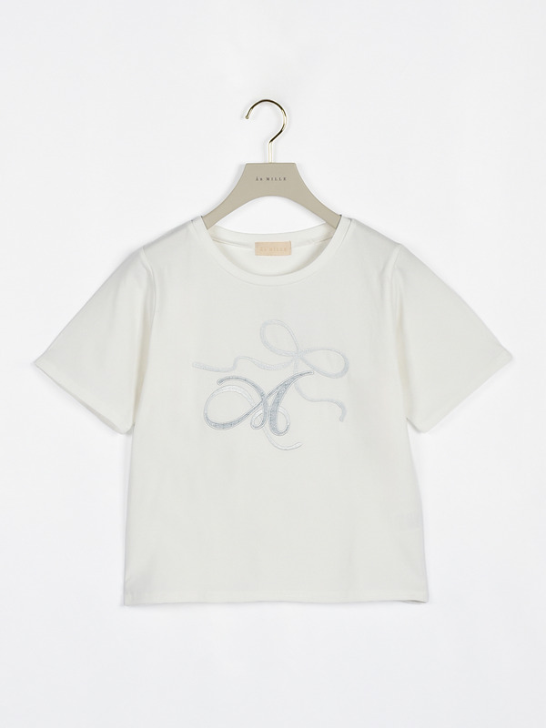 リボンロゴ刺繍Tシャツ 詳細画像 ブルー 1