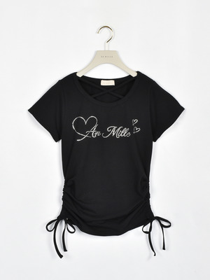 ギャザーラインストーンTシャツ