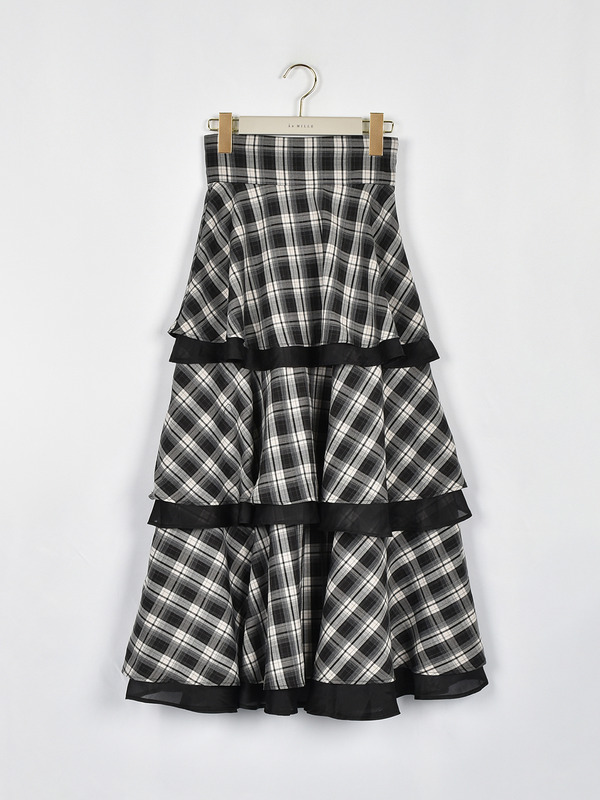 シフォンレイヤードフリルスカート 詳細画像 ブラック 16