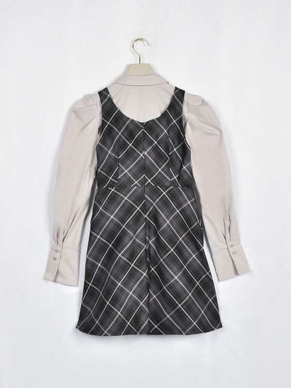 リボンシャツセットワンピース 詳細画像 チェック 16