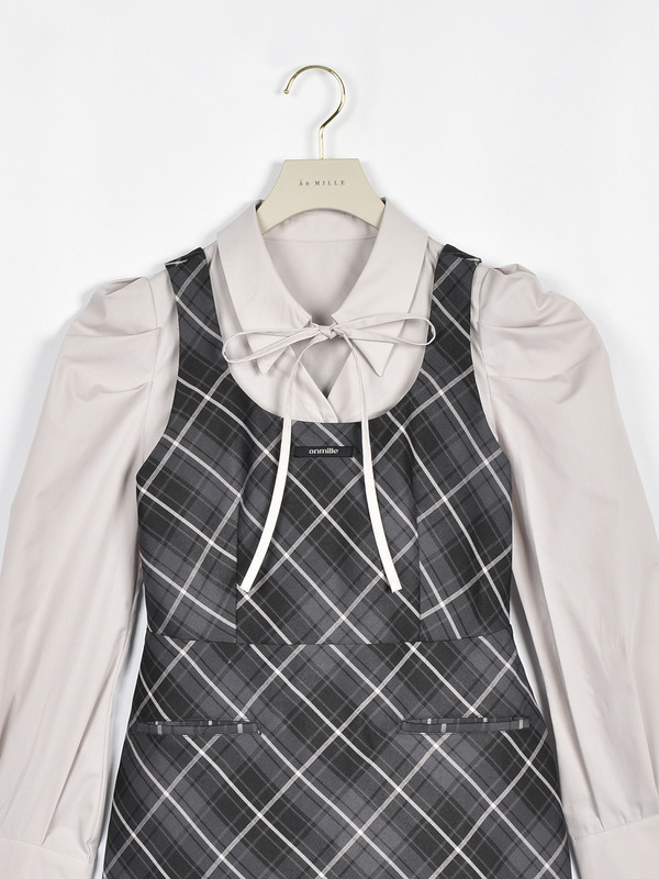 リボンシャツセットワンピース 詳細画像 チェック 16