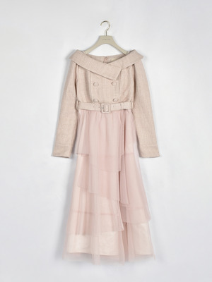 チュールドッキングツイードワンピース