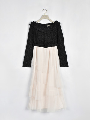 チュールドッキングツイードワンピース