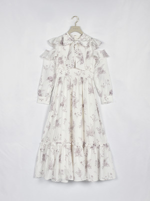 サテンフラワーフリルワンピース