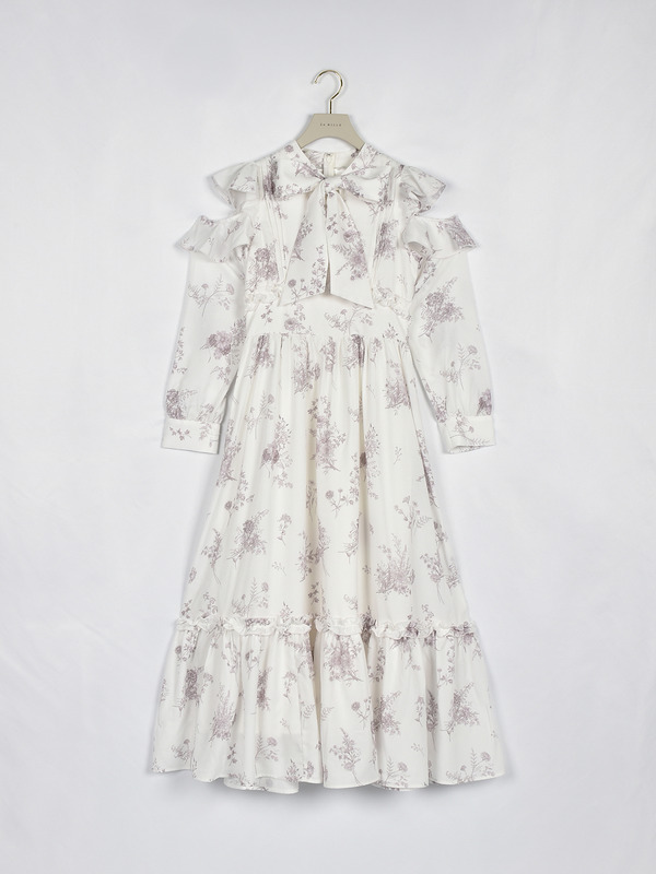 サテンフラワーフリルワンピース 詳細画像 チャコール 16