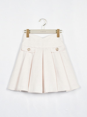 ハイウエストツイードプリーツスカート