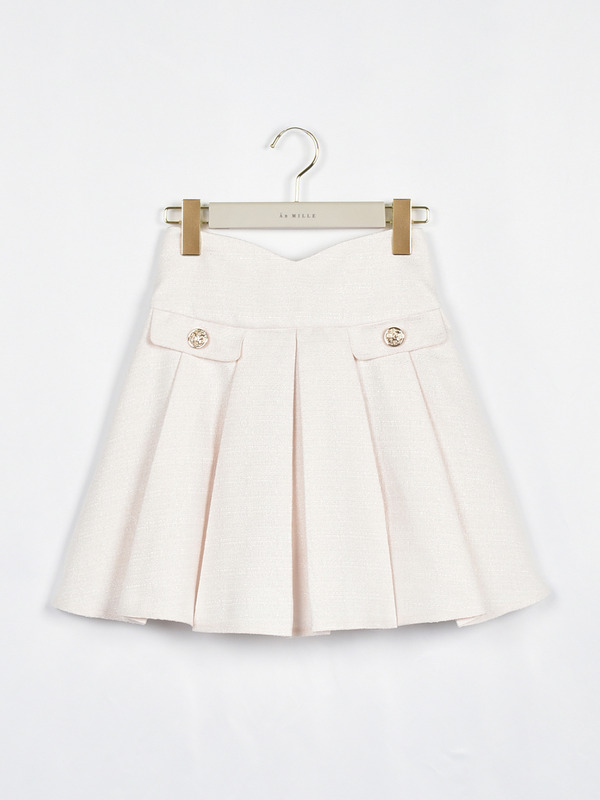 ハイウエストツイードプリーツスカート 詳細画像 オフホワイト 1