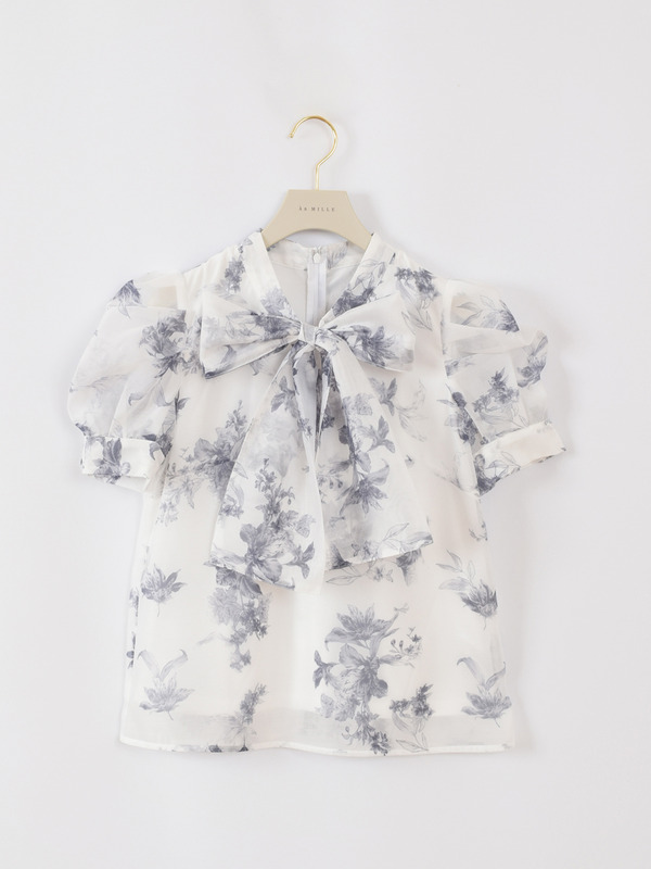 ビッグリボンパフブラウス 詳細画像 ブルー 1