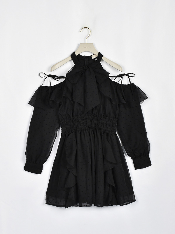 コールドショルダーフリルワンピース 詳細画像 チェック 16