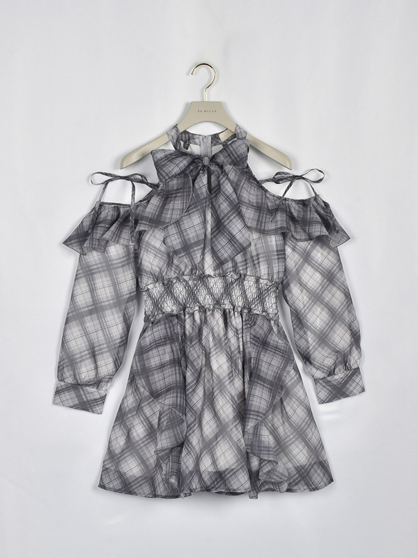 コールドショルダーフリルワンピース 詳細画像 チェック 16