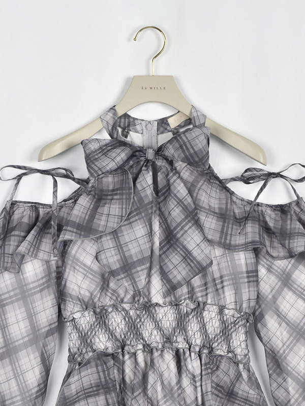 コールドショルダーフリルワンピース 詳細画像 チェック 16