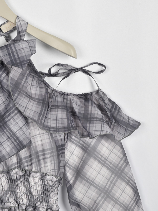 コールドショルダーフリルワンピース 詳細画像 チェック 16