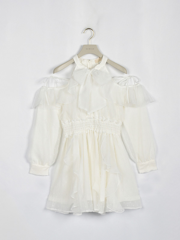 コールドショルダーフリルワンピース 詳細画像 オフホワイト 1