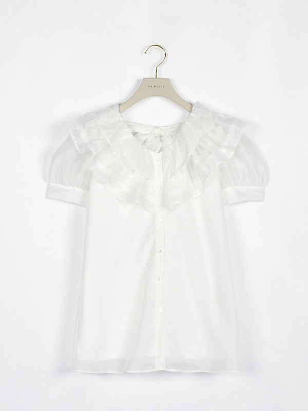 バックリボンフリルブラウス 詳細画像 オフホワイト 1