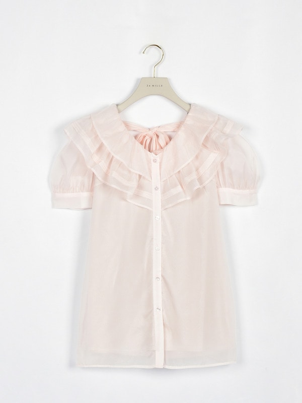 バックリボンフリルブラウス 詳細画像 ピンク 1