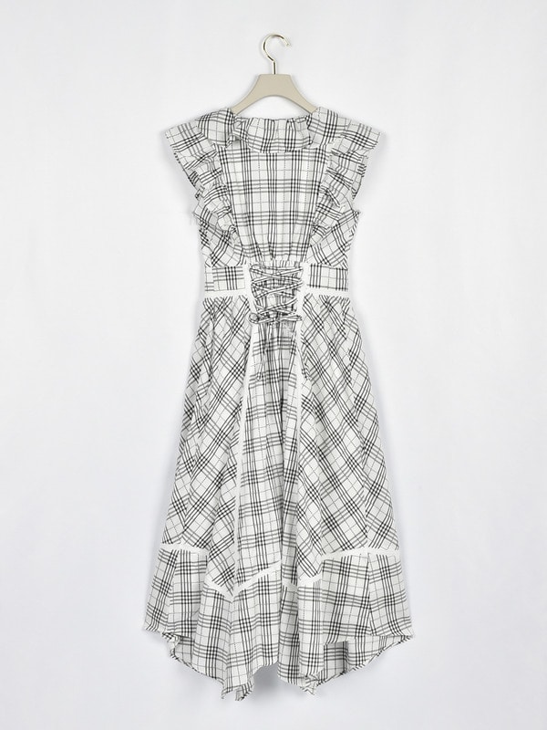 切り替えパーツワンピース 詳細画像 オフホワイトチェック 16