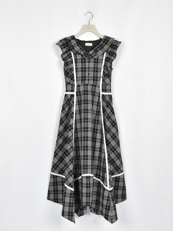 切り替えパーツワンピース 詳細画像 ブラックチェック 1