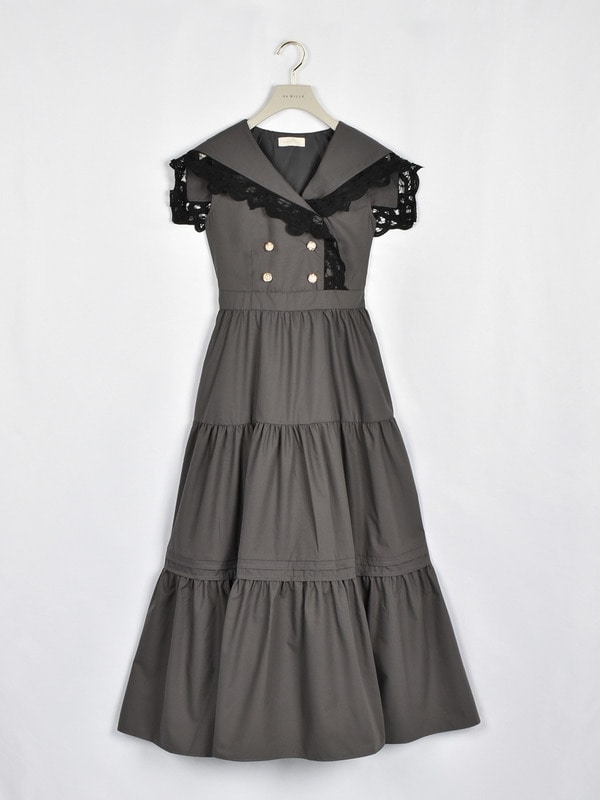 バテンレースセーラーワンピース 詳細画像 チャコール 1
