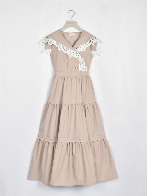 バテンレースセーラーワンピース 詳細画像 ピンクベージュ 1