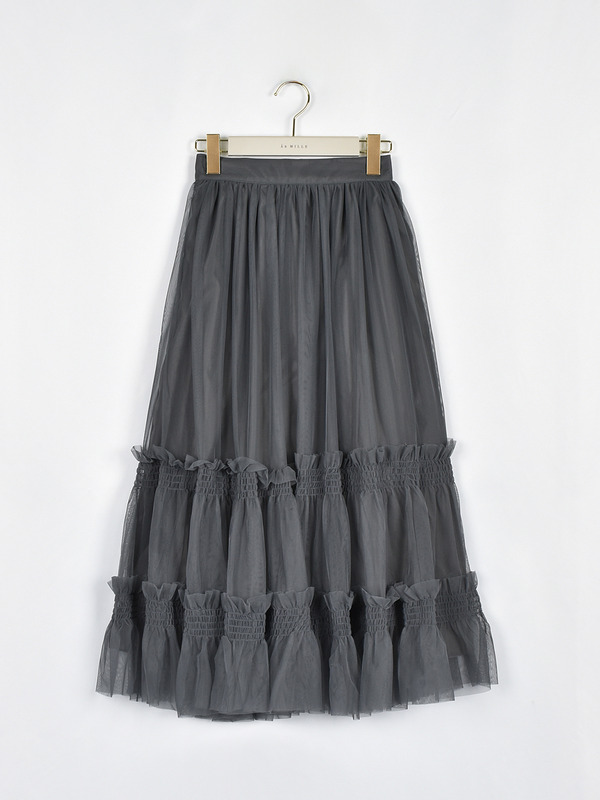 シャーリングチュールスカート 詳細画像 チャコール 1