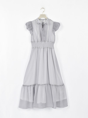 ミニバルーンスリーブシフォンワンピース