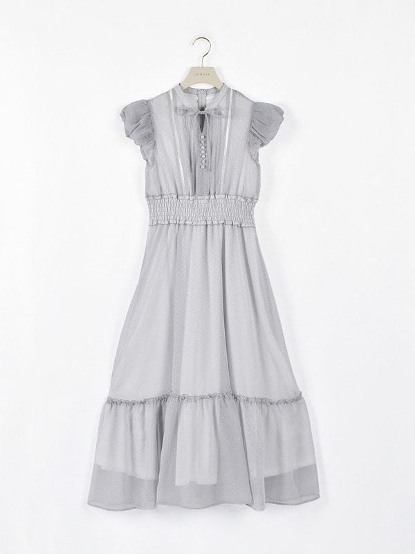 ミニバルーンスリーブシフォンワンピース 詳細画像 アイスグレイ 1