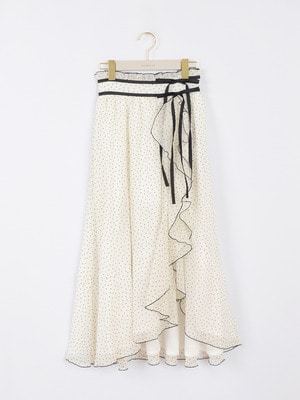 ダブルリボンフリルスリットスカート