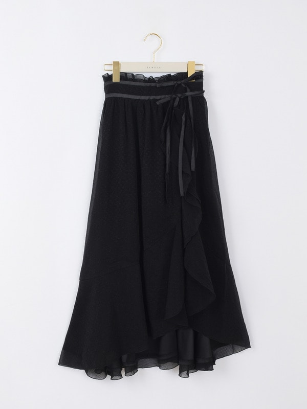 ダブルリボンフリルスリットスカート 詳細画像 ブラック 1