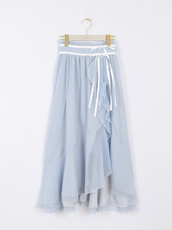 ダブルリボンフリルスリットスカート 詳細画像 アイスブルー 1
